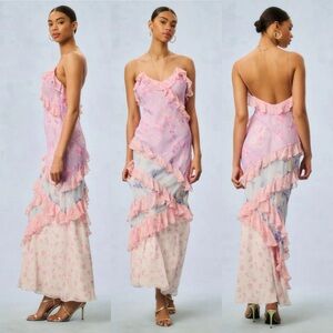 NWT LoveShackFancy Rialto Silk Mixed Heirloom Print Dress in Size 6